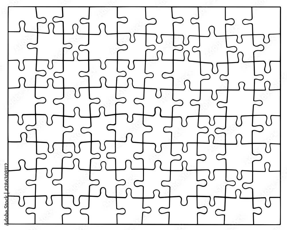 Puzzles Grid Template Jigsaw Puzzle 80 Pieces 10x8 Jigsaws Detail Frame Design A Lot Of Piece Flat Puzzle Presentation Many Step Circle Business Background Stock Vector Adobe Stock