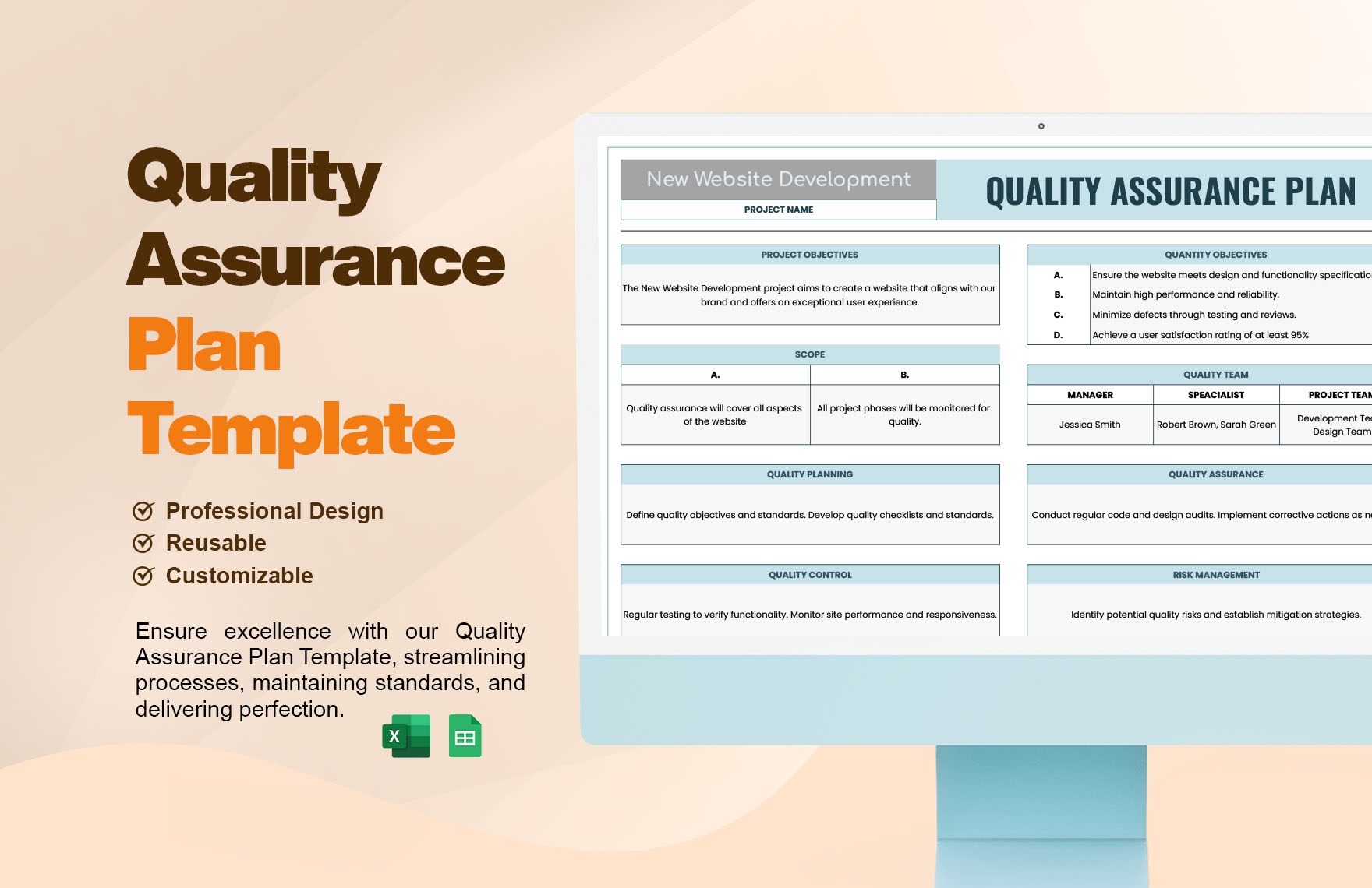 Quality Assurance Plan Template In Excel Google Sheets Download 