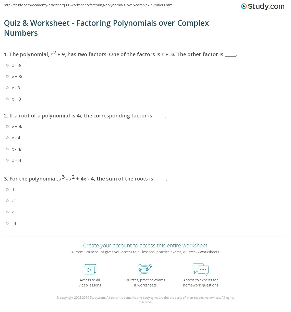 factorization of polynomials worksheet