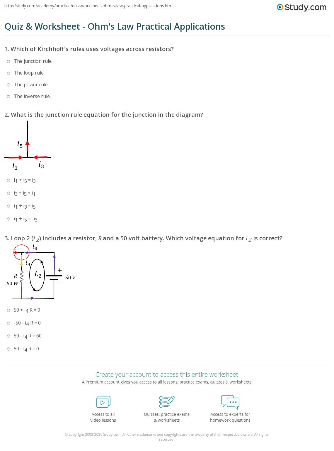 Quiz U0026 Worksheet Ohm s Law Practical Applications Study