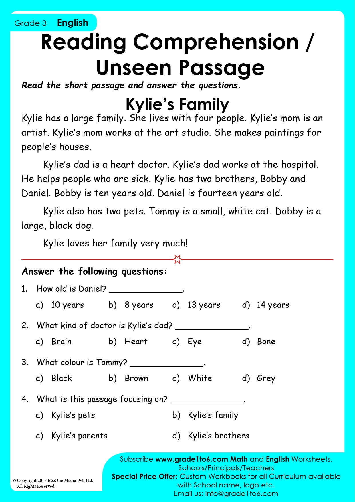 comprehension worksheet for grade 3