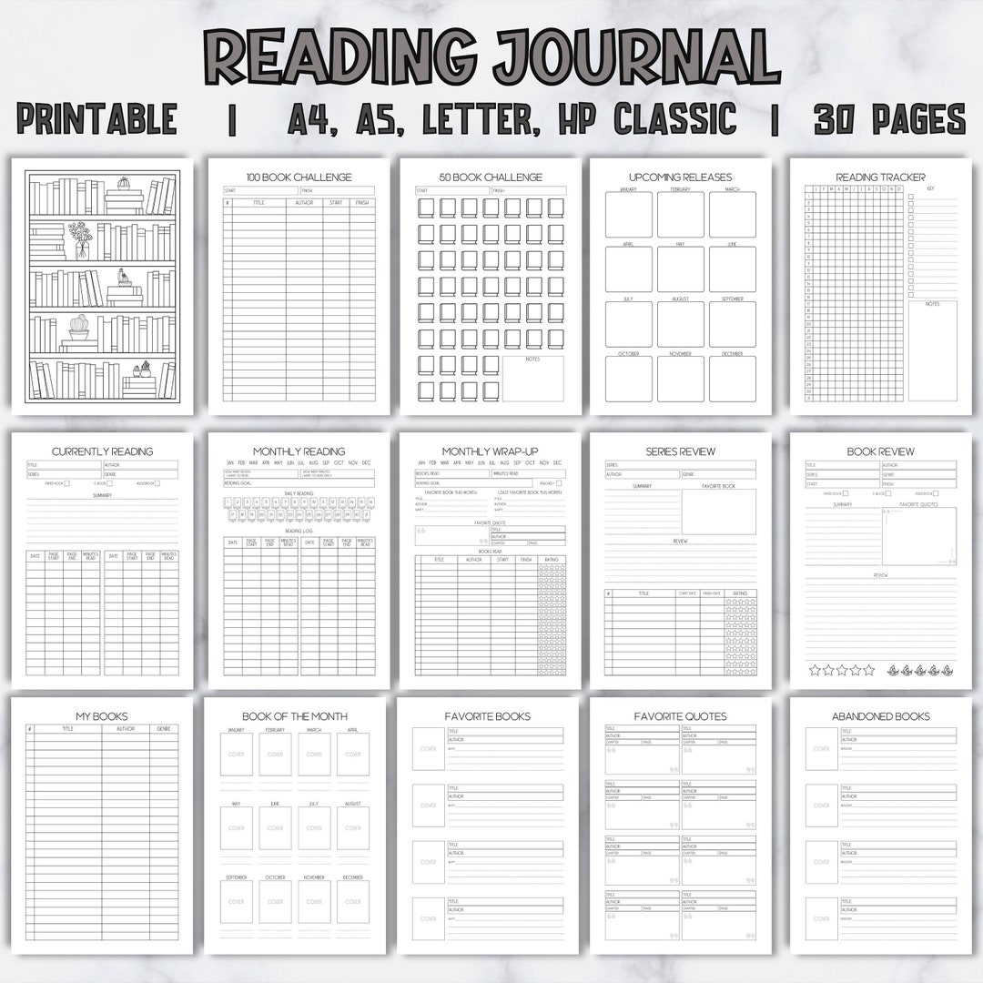 Reading Journal Printable Reading Planner Book Review Journal Book Summary Printable Bookshelf Reading Tracker Perfect For Book Club Etsy