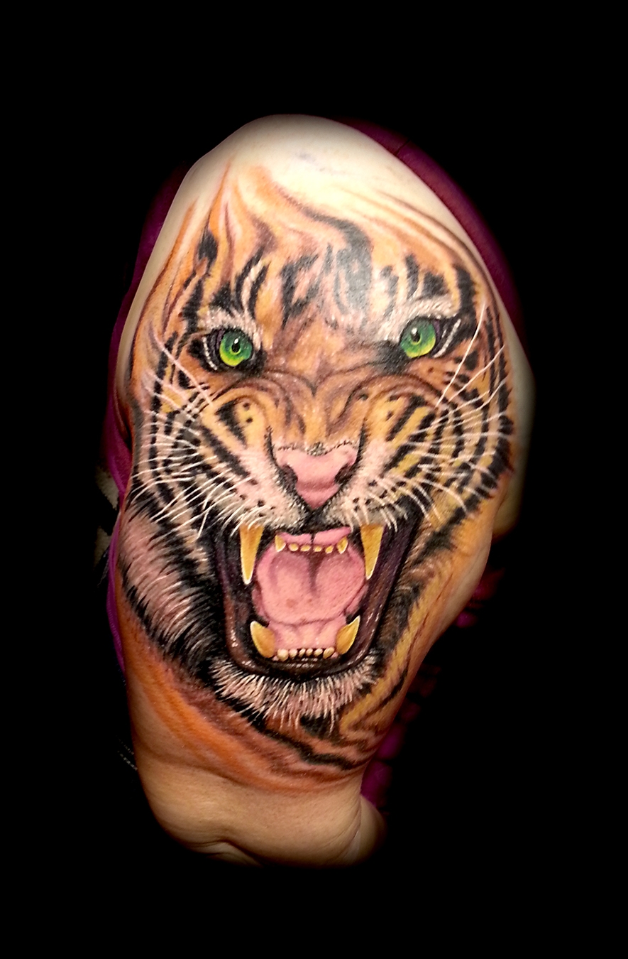 Realistic Tiger Tattoo Done At Masterpiece Tattoo In San Francisco