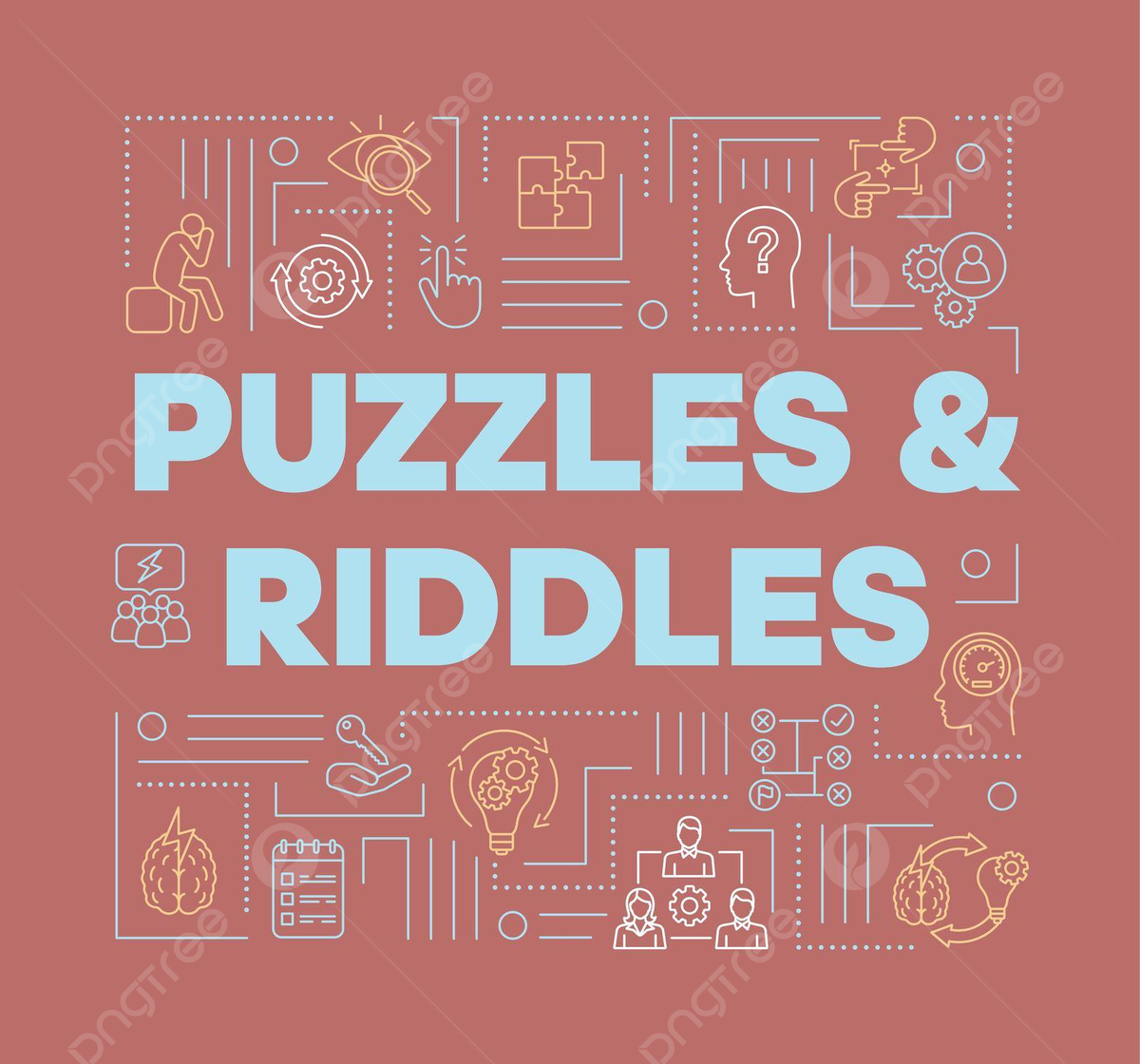 Red Puzzle And Riddle Banner With Icons For Problemsolving And Mystery Presentation Vector Template Download On Pngtree