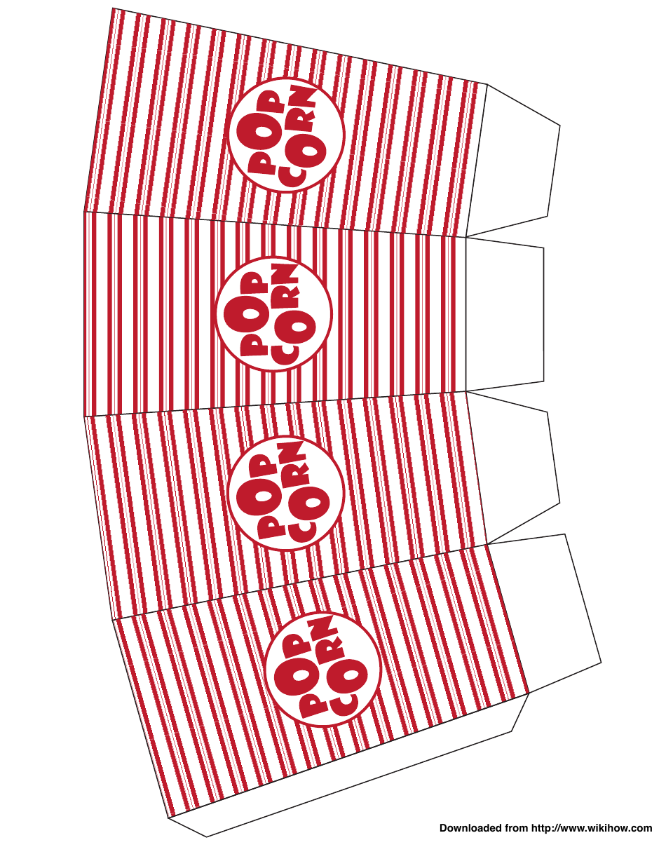 Red Stripes Popcorn Box Template Download Printable PDF 