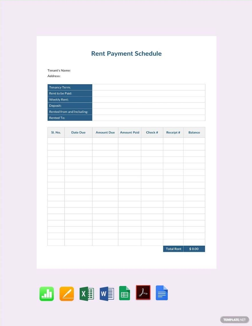 rent repayment plan template