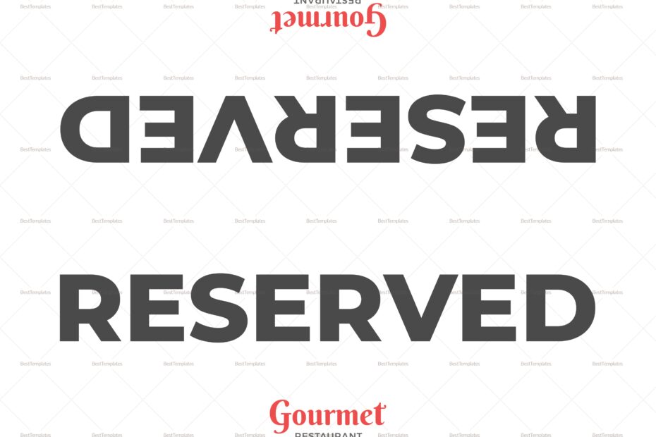 Restaurant Double Sided Reserved Signs Template