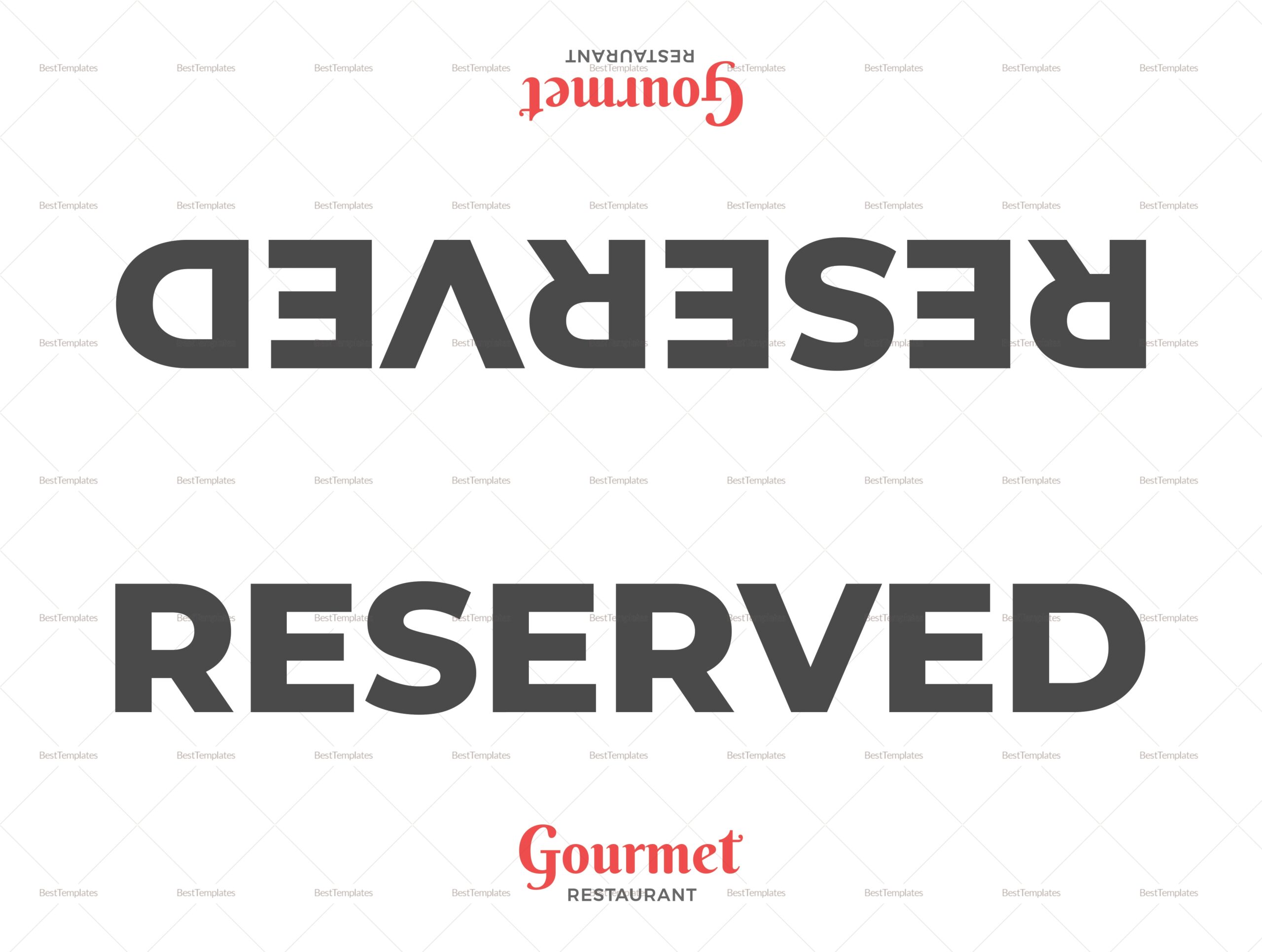 Restaurant Double Sided Reserved Signs Template