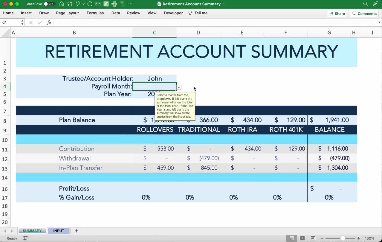 retirement planning spreadsheet template