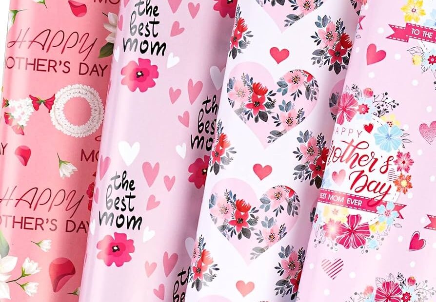 RUSPEPA Mother s Day Wrapping Paper Sheet 12 Sheets Floral Design Folded Flat With 12 Gift Tags For Party 50x70 Cm Per Sheet Amazon co uk Stationery U0026 Office Supplies