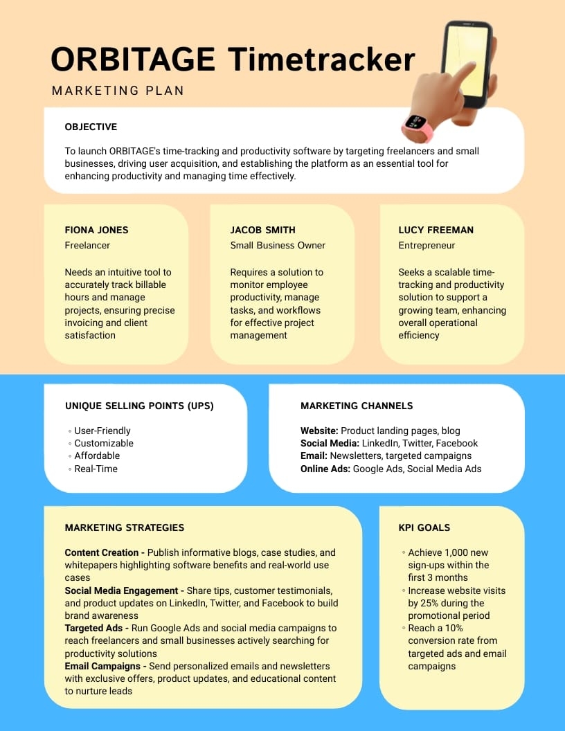 SaaS One Pager Marketing Plan Template Visme