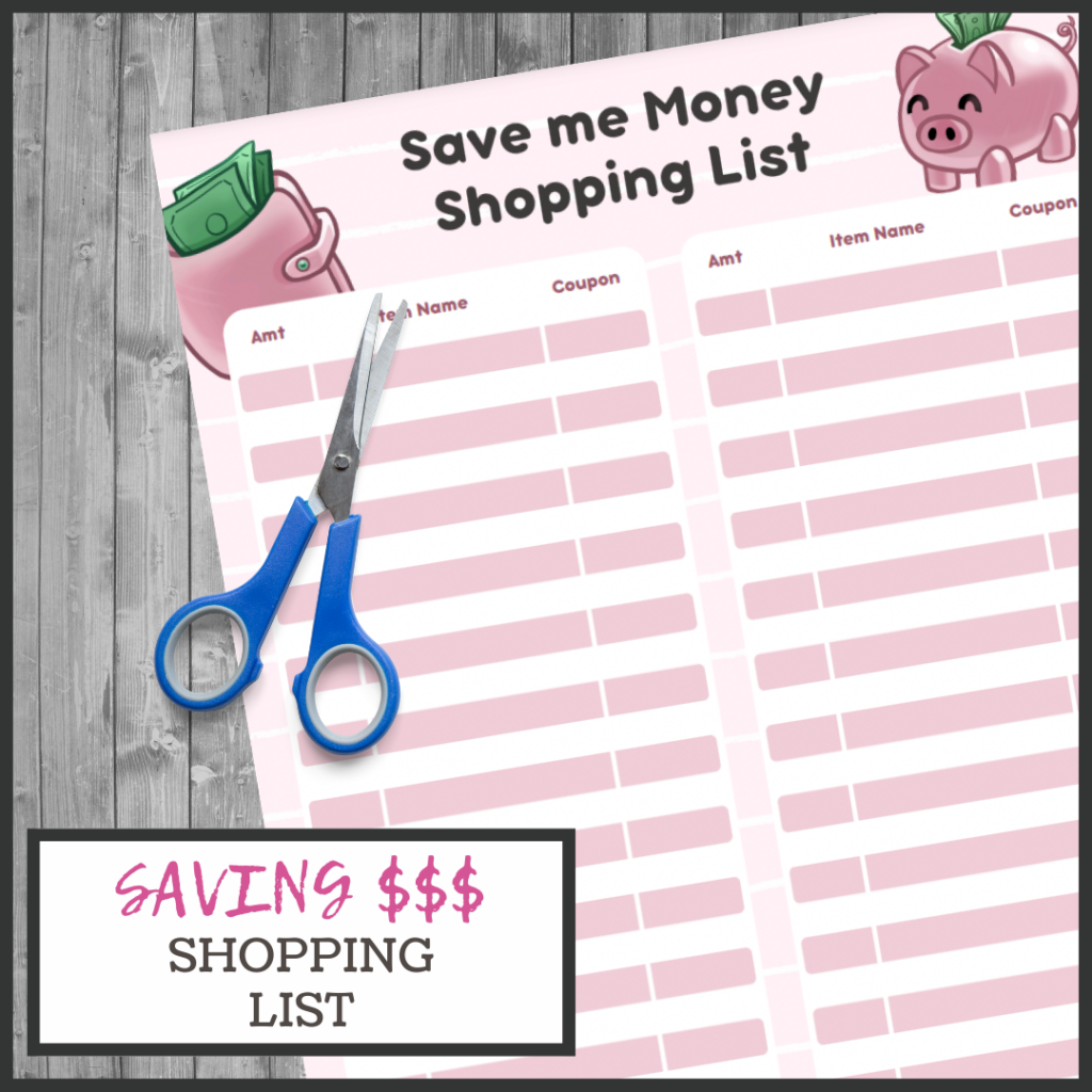 Save Me Money Shopping List