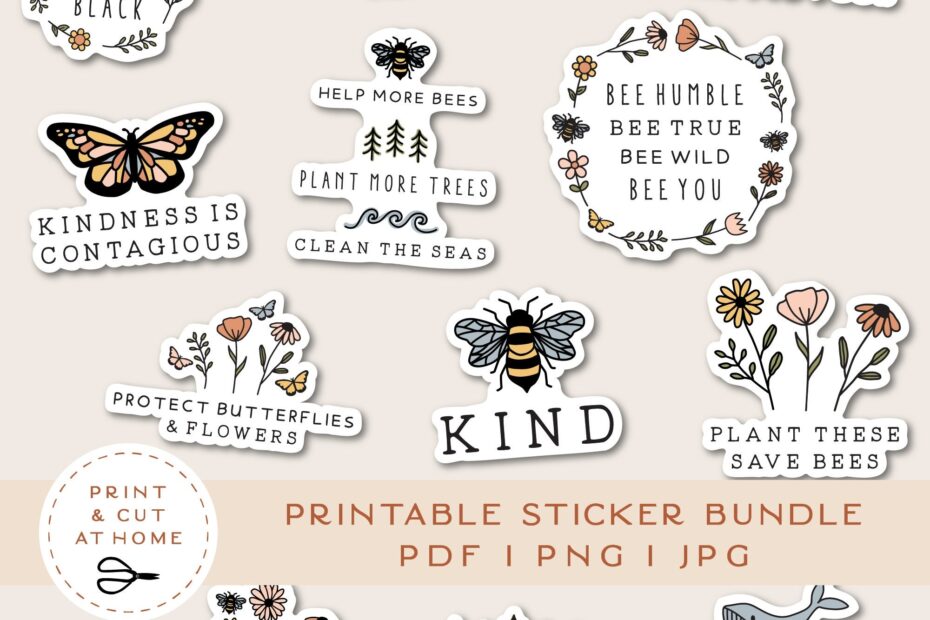 Save The Earth Vinyl Sticker Be Kind Printable Stickers Bundle