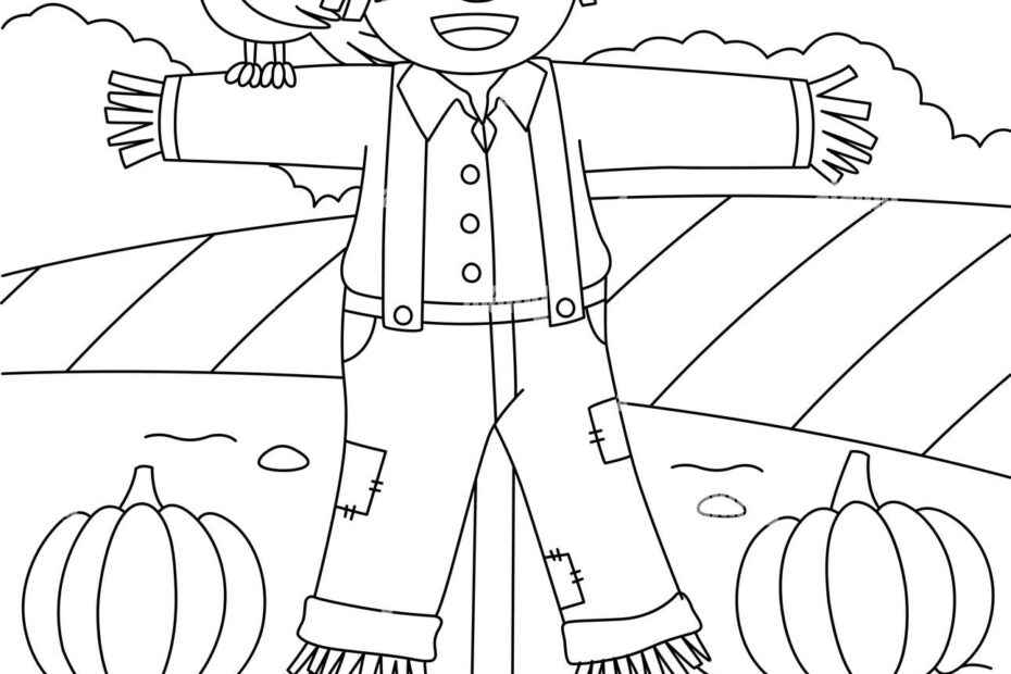 Scarecrow Coloring Page For Kids Stock Vector Image U0026 Art Alamy