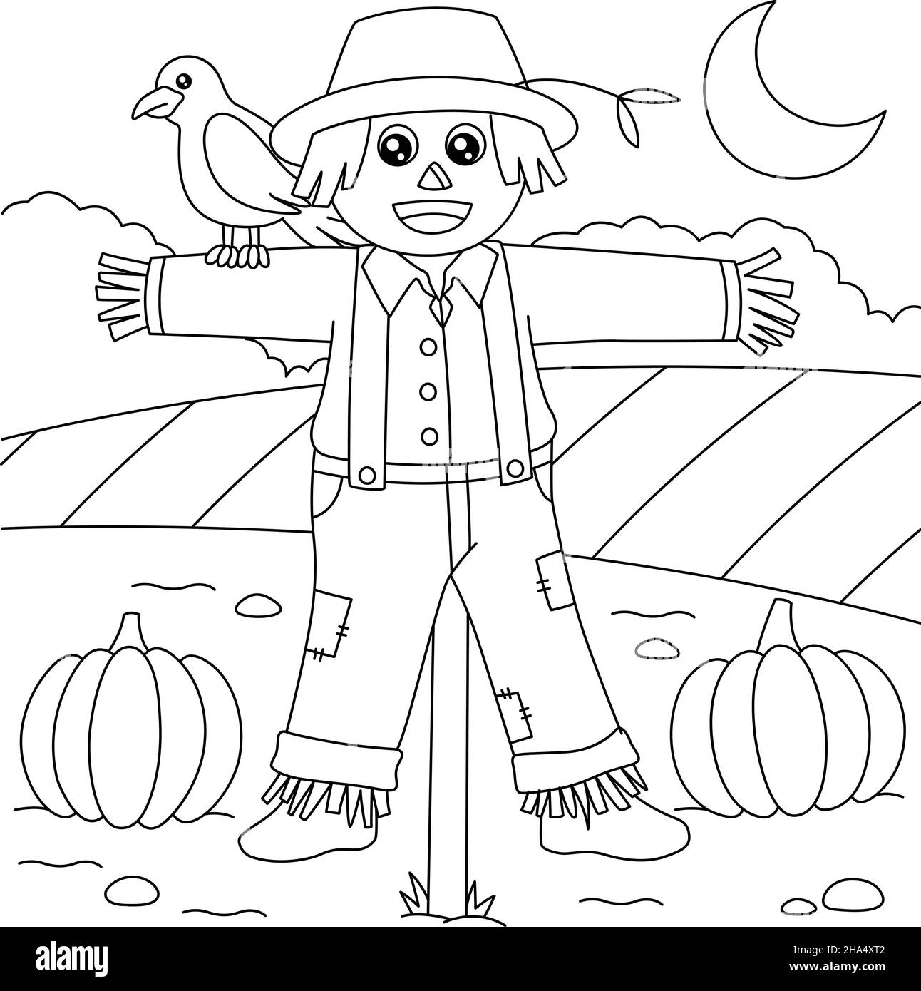 Scarecrow Coloring Page For Kids Stock Vector Image U0026 Art Alamy
