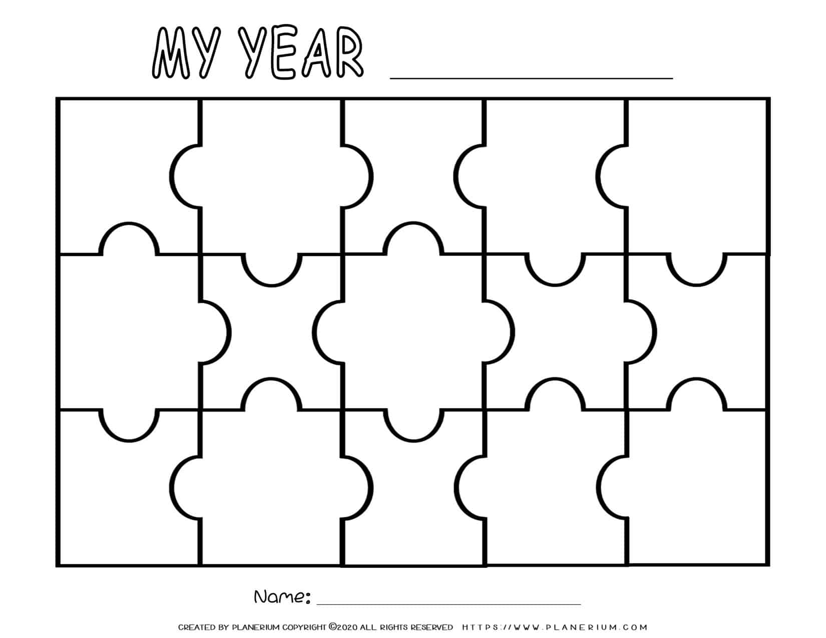 Self Reflection Fifteen Pieces Puzzle Template Planerium