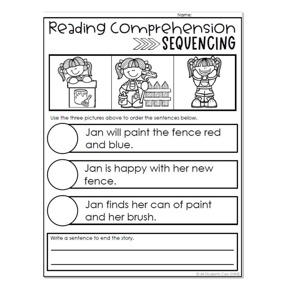 Sequencing For Kindergarten And 1st Grade Reading Comprehension 