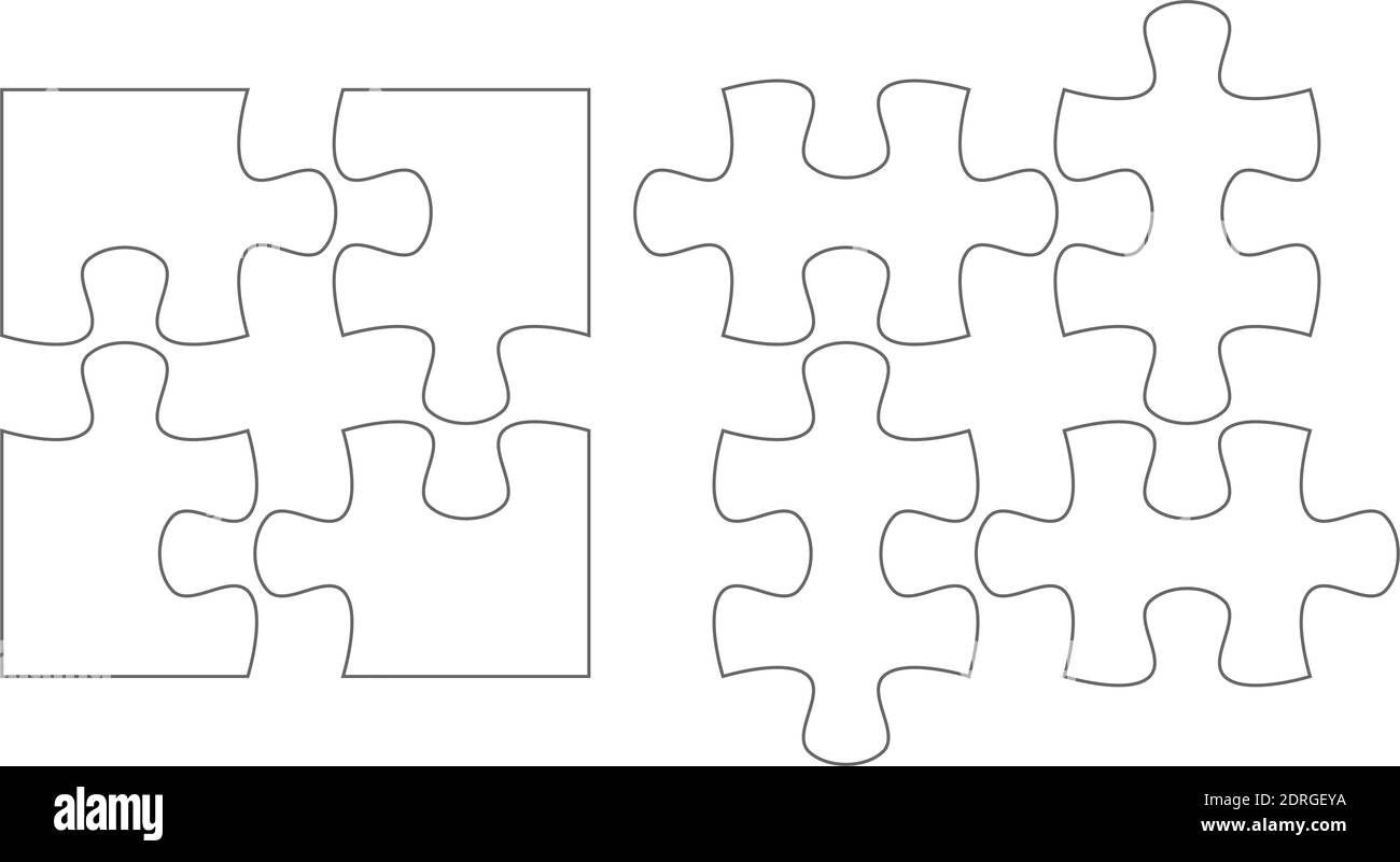 Set Of Puzzle Pieces Jigsaw Puzzle Four Vector Flat Blank Templates Set Stock Vector Image U0026 Art Alamy