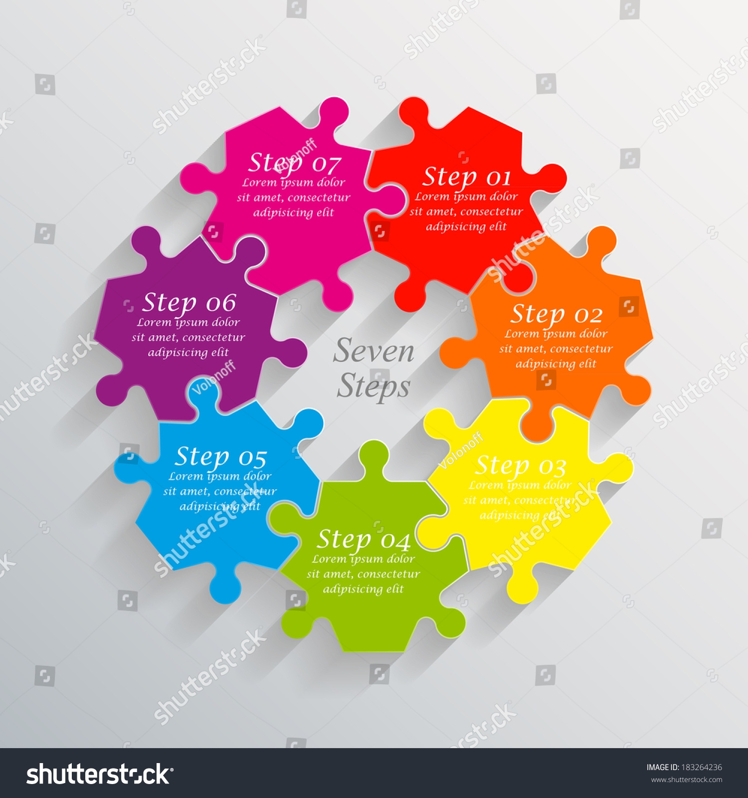 Seven Piece Flat Puzzle Infographic Presentation Stock Vector Royalty Free 183264236 Shutterstock