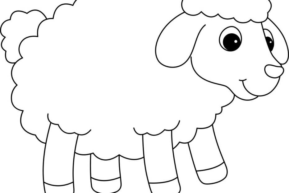 Sheep Isolated Coloring Page For Kids Royalty Free Vector