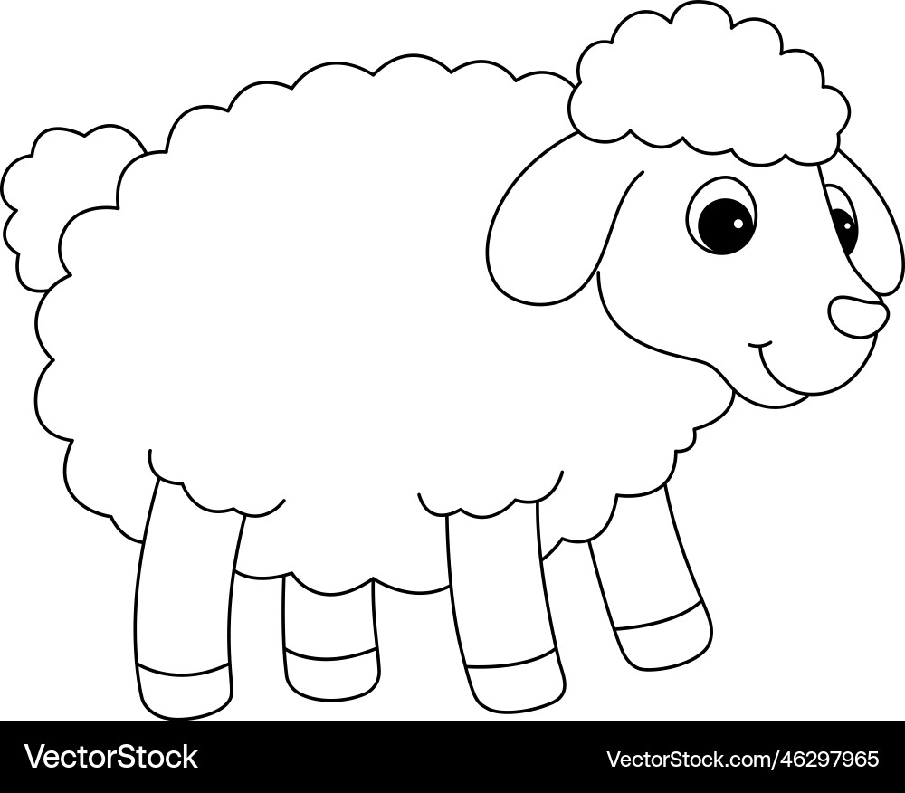 Sheep Isolated Coloring Page For Kids Royalty Free Vector