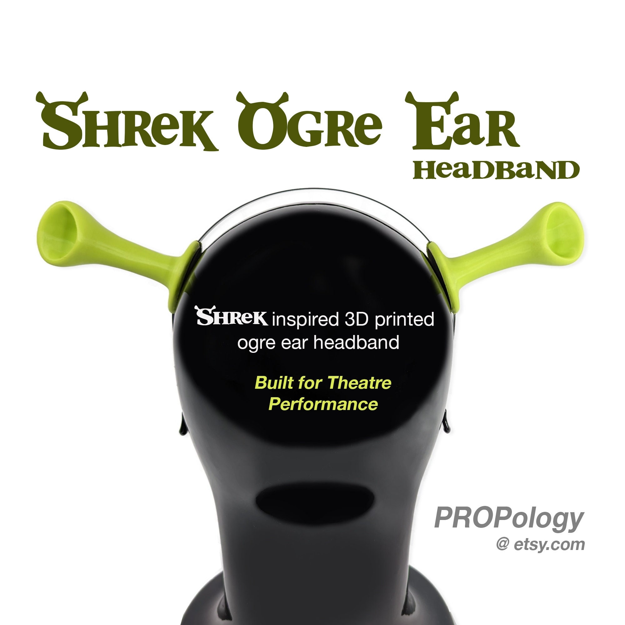 Shrek Ogre Ear Headband Shrek Ears Headband 3D Printed Adult junior Size Hard Plastic pla One Pair Black METAL Headband Etsy