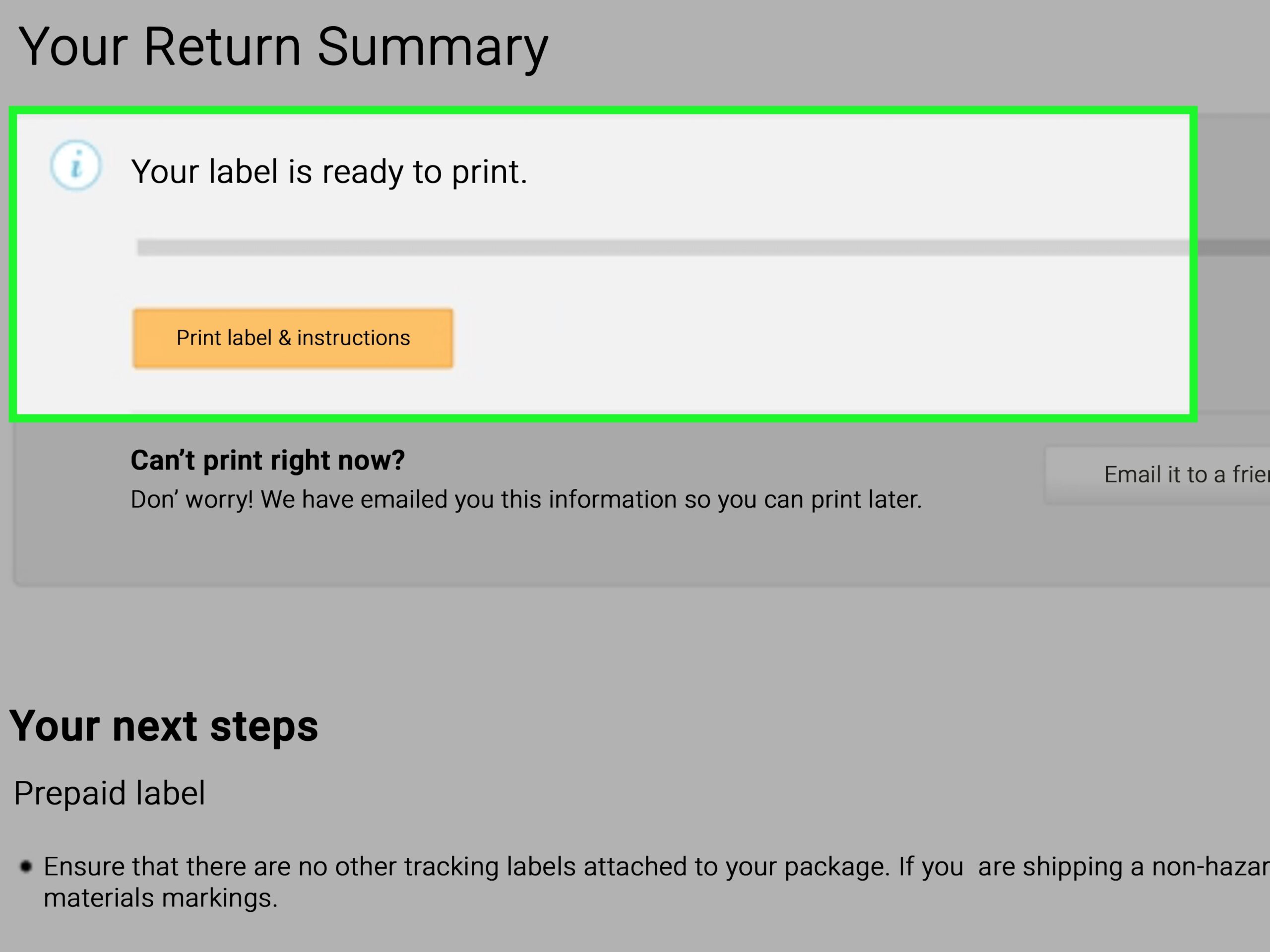amazon printable return label