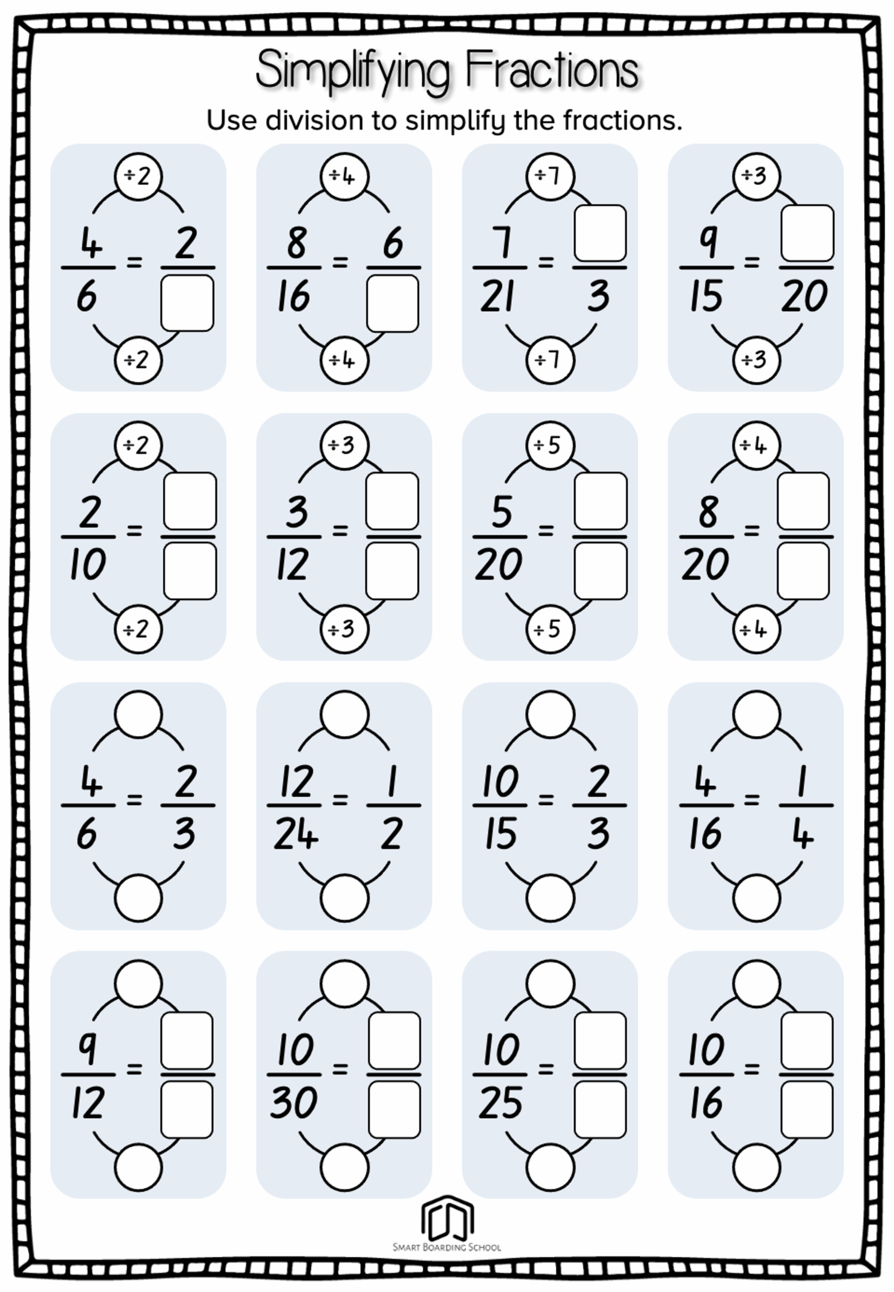 fractions worksheet