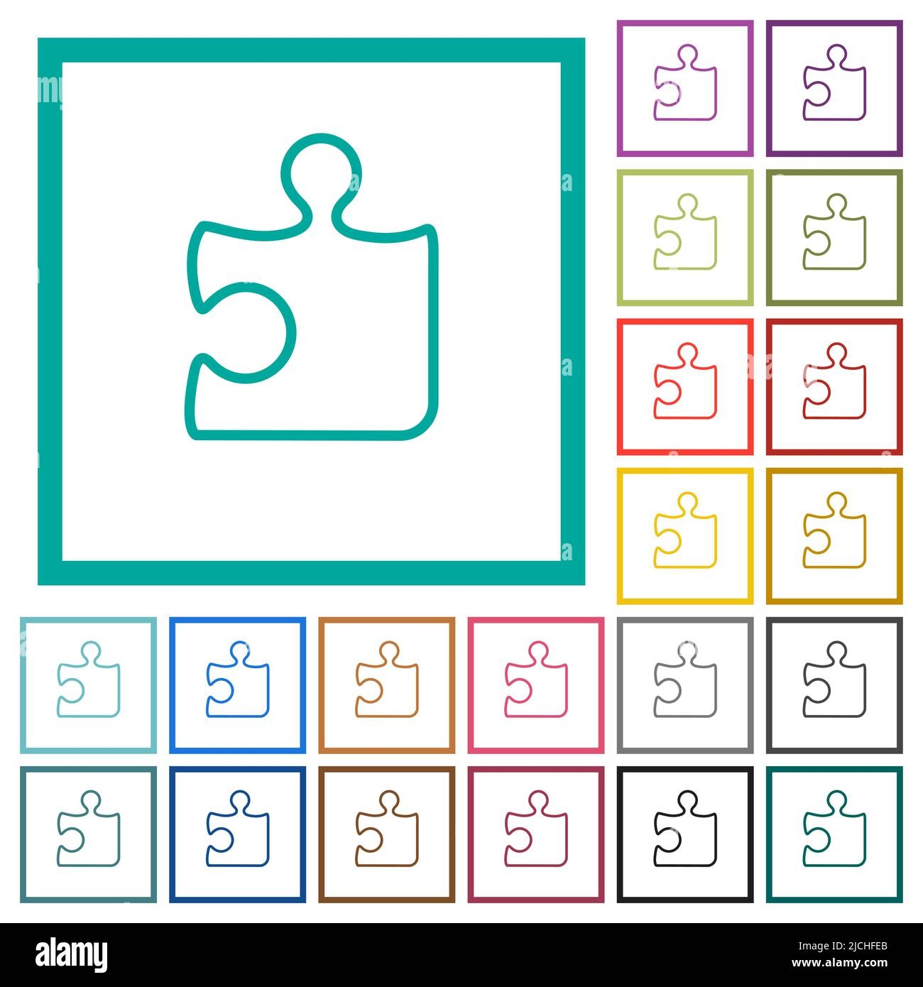 Single Puzzle Piece Outline Flat Color Icons With Quadrant Frames On White Background Stock Vector Image U0026 Art Alamy