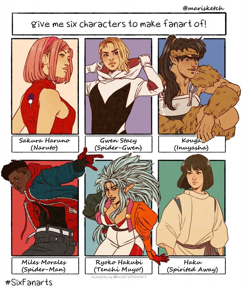 Six Fanarts Art Challenge Template BrushWarriors