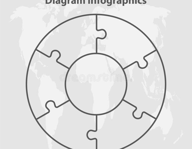 Six Piece Circle Puzzle Stock Illustrations 181 Six Piece Circle