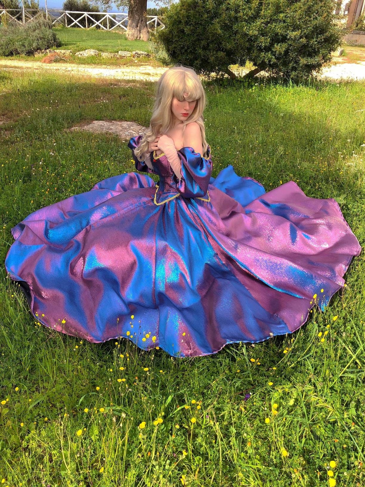 Sleeping Beauty Changing Color Inspired Dress Princesscore Prom Dress Romantic Dress With Puffy Sleeves Medieval Fantasy Wedding Dress Etsy