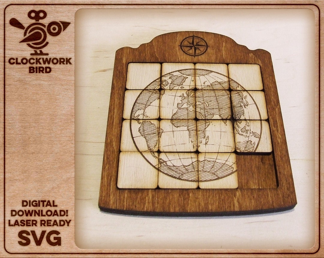 Sliding Puzzle Template 2 Layers 4x4 Tiles Customizable Image SVG File For Laser Cutting And Engraving Etsy