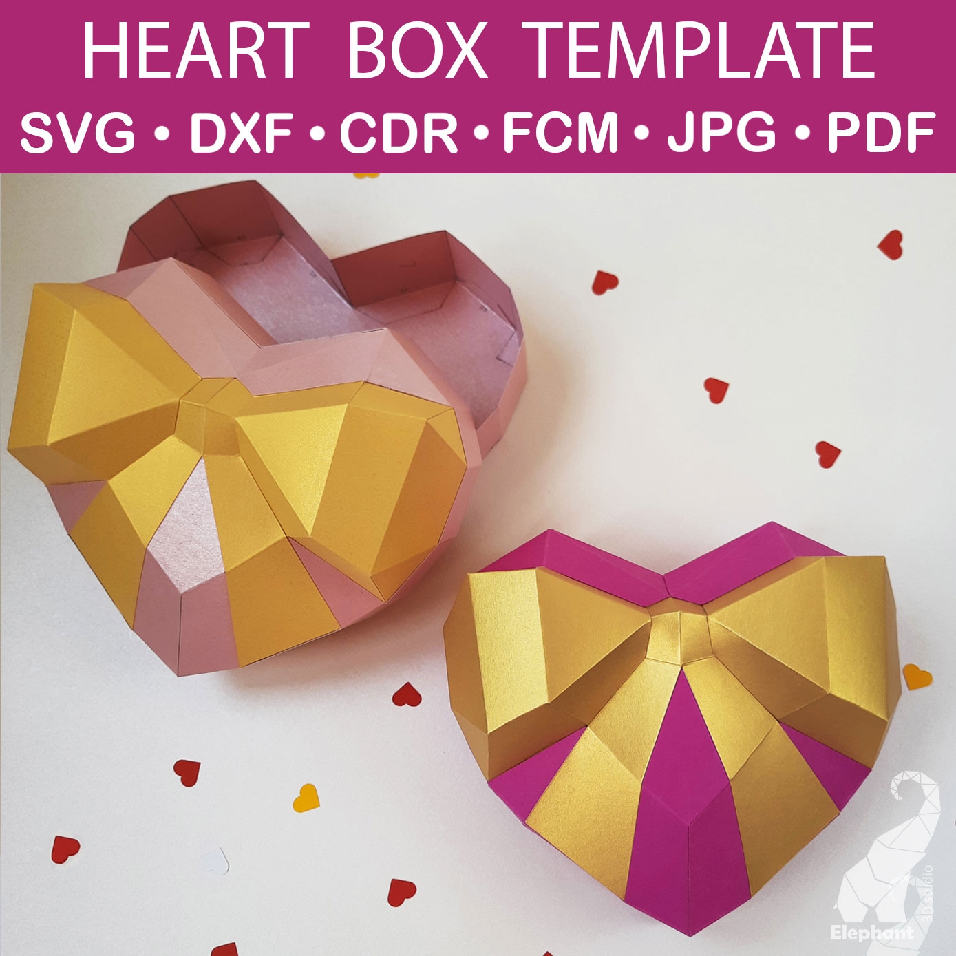 Small Paper Heart Shaped Gift Box Template SVG For Cricut DXF 