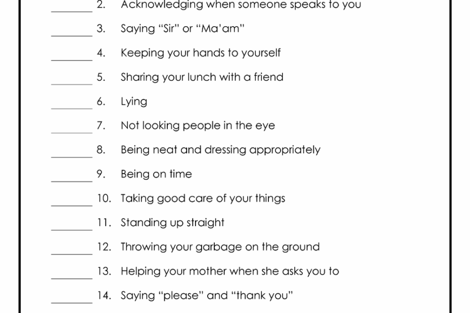 Social Skills Worksheets 2025