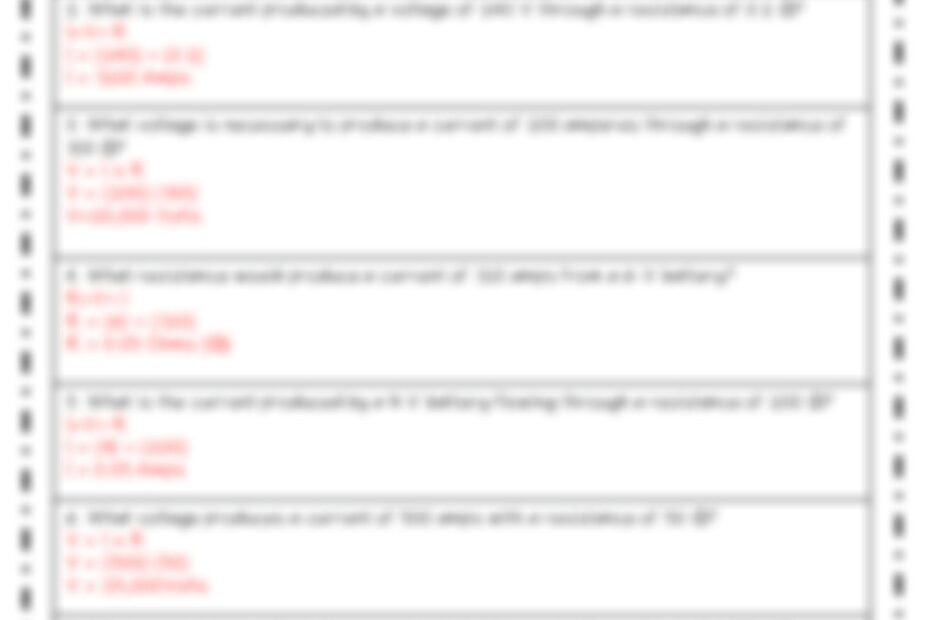 SOLUTION Ohms Law Practice Problems Studypool Worksheets Library