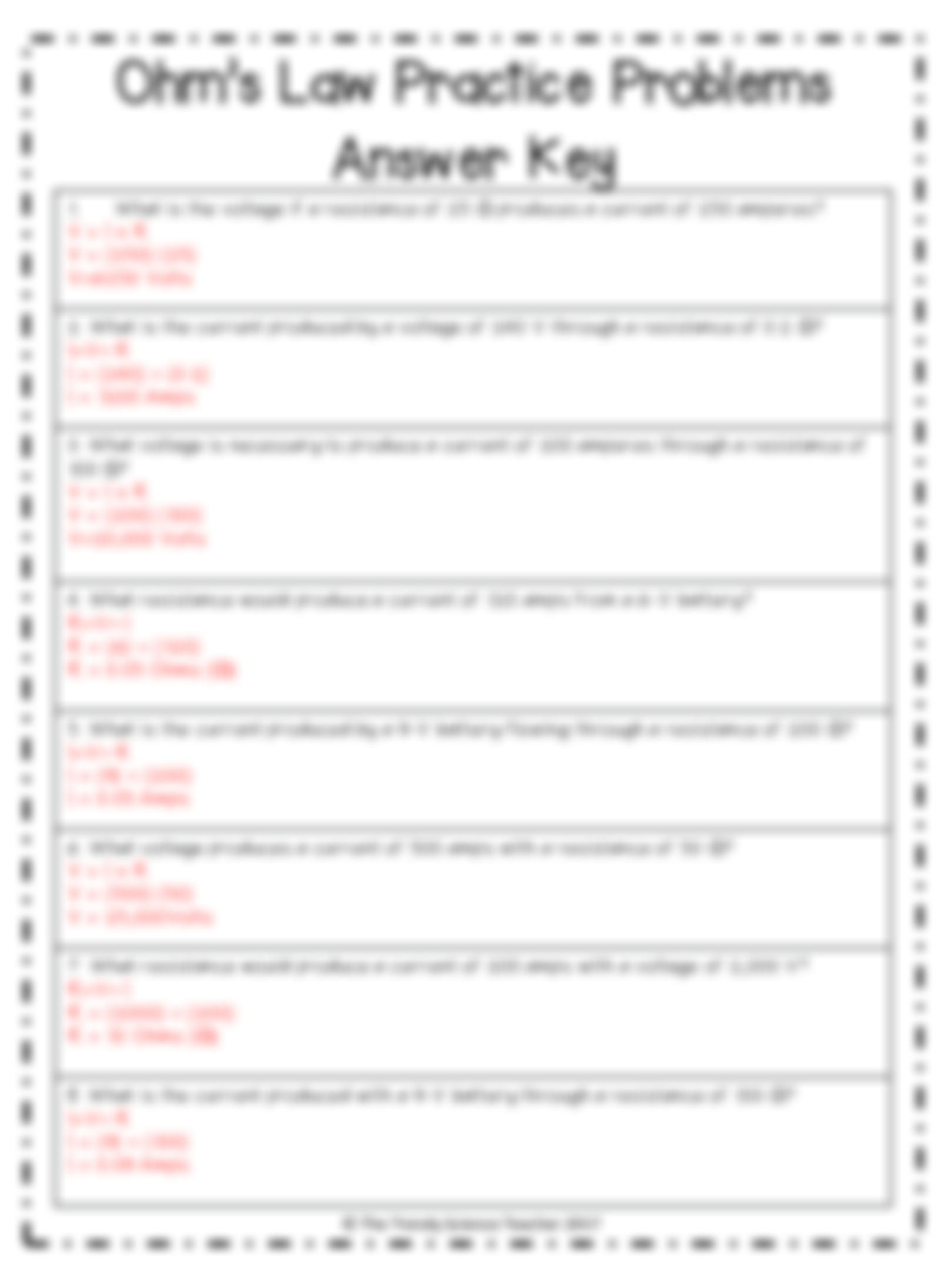 SOLUTION Ohms Law Practice Problems Studypool Worksheets Library