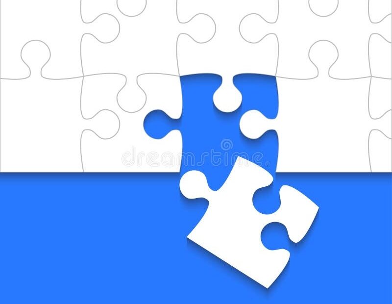 Some White Puzzles Pieces Blue Vector Jigsaw Stock Vector