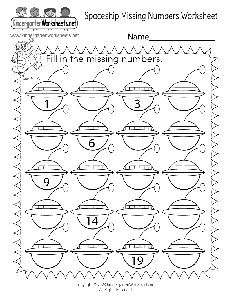 missing number worksheet