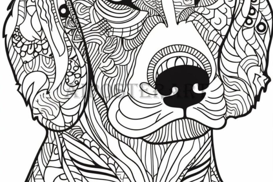 Spaniel Dog Coloring Sheet For Adults Printable Dog Coloring Page Advanced Mandala Style Coloring High Res 5376x8064 Pixels Etsy