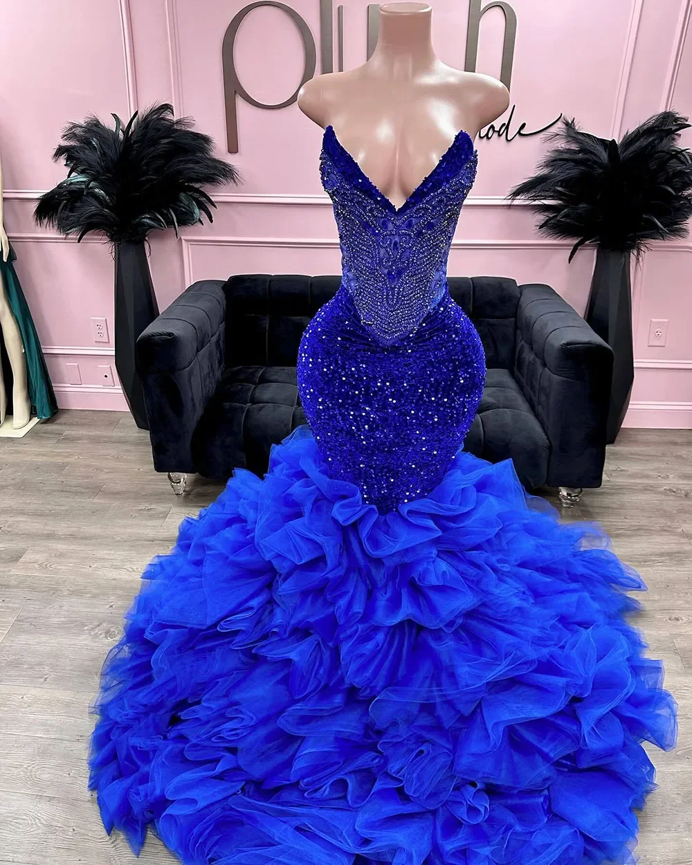 Sparkly Mermaid Prom Dresses 2024 Ruffles Skirt Evening Dress For Occasion Woman Sequin Black Girls Party Gowns AliExpress
