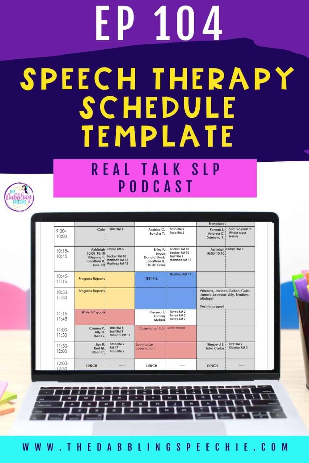 Speech therapy schedule template
