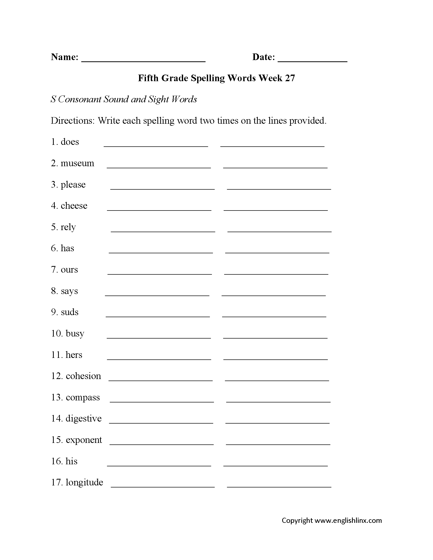 Spelling Worksheets Fifth Grade Spelling Worksheets Worksheets Library
