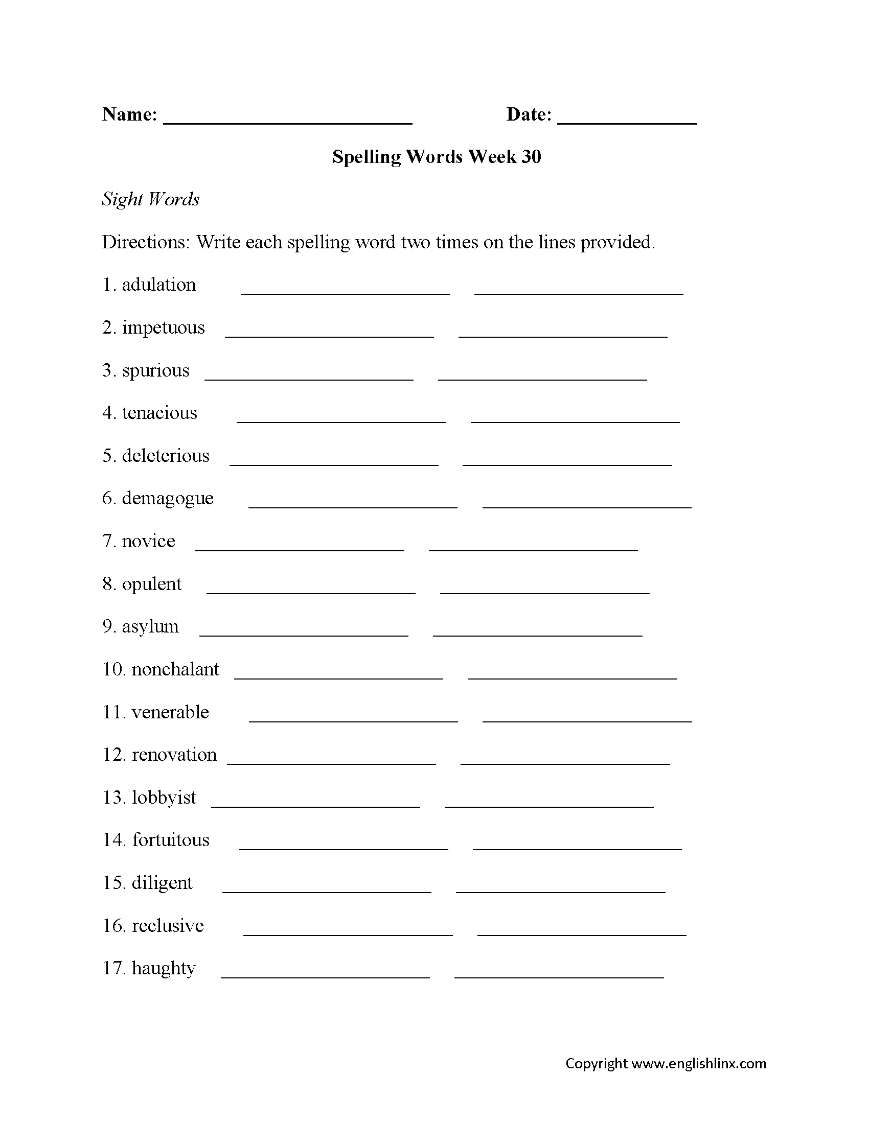 Spelling Worksheets High School Spelling Worksheets
