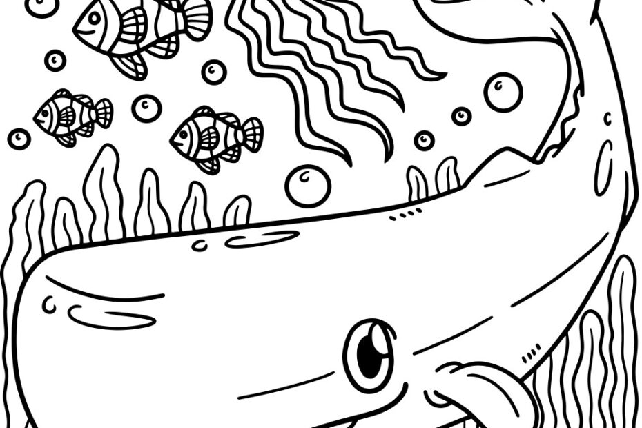 Sperm Whale Coloring Page For Kids Royalty Free Vector Image