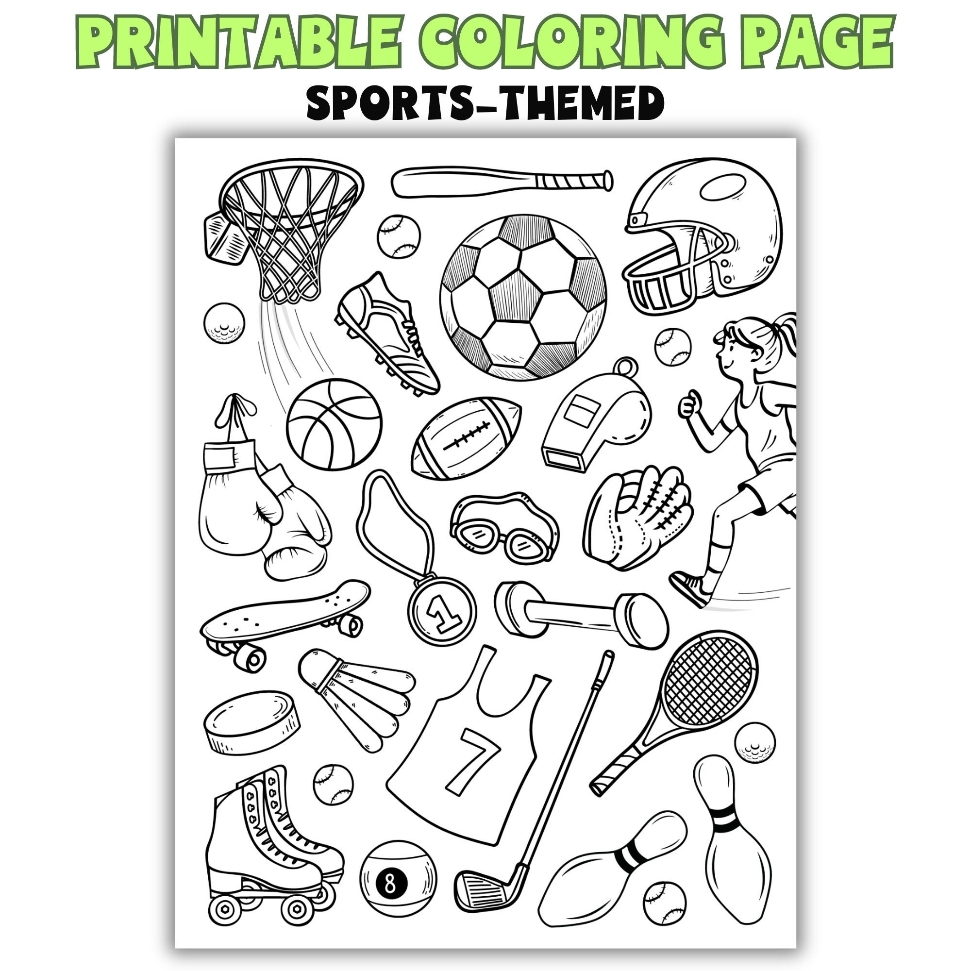 Sports Coloring Page Printable Kids Activities Etsy Ireland