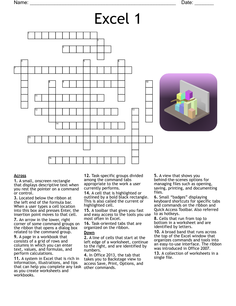 Spreadsheet Crossword Puzzle WordMint