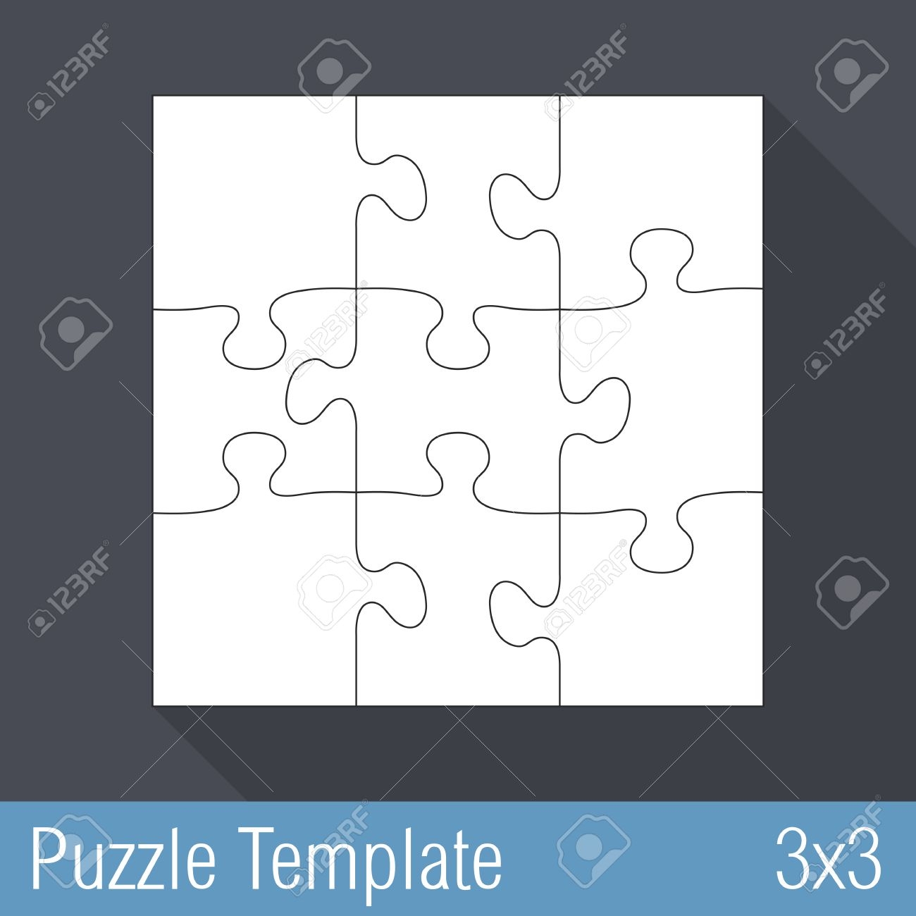 big puzzle pieces 3x3 template