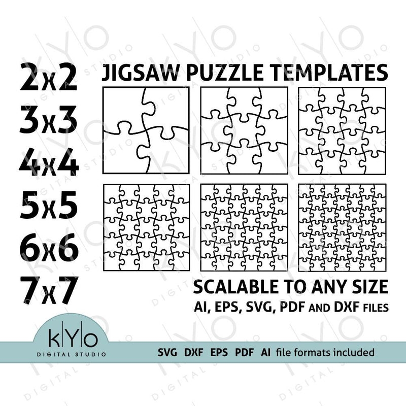 Square Jigsaw Puzzle Templates AI EPS SVG PDF DXF Files