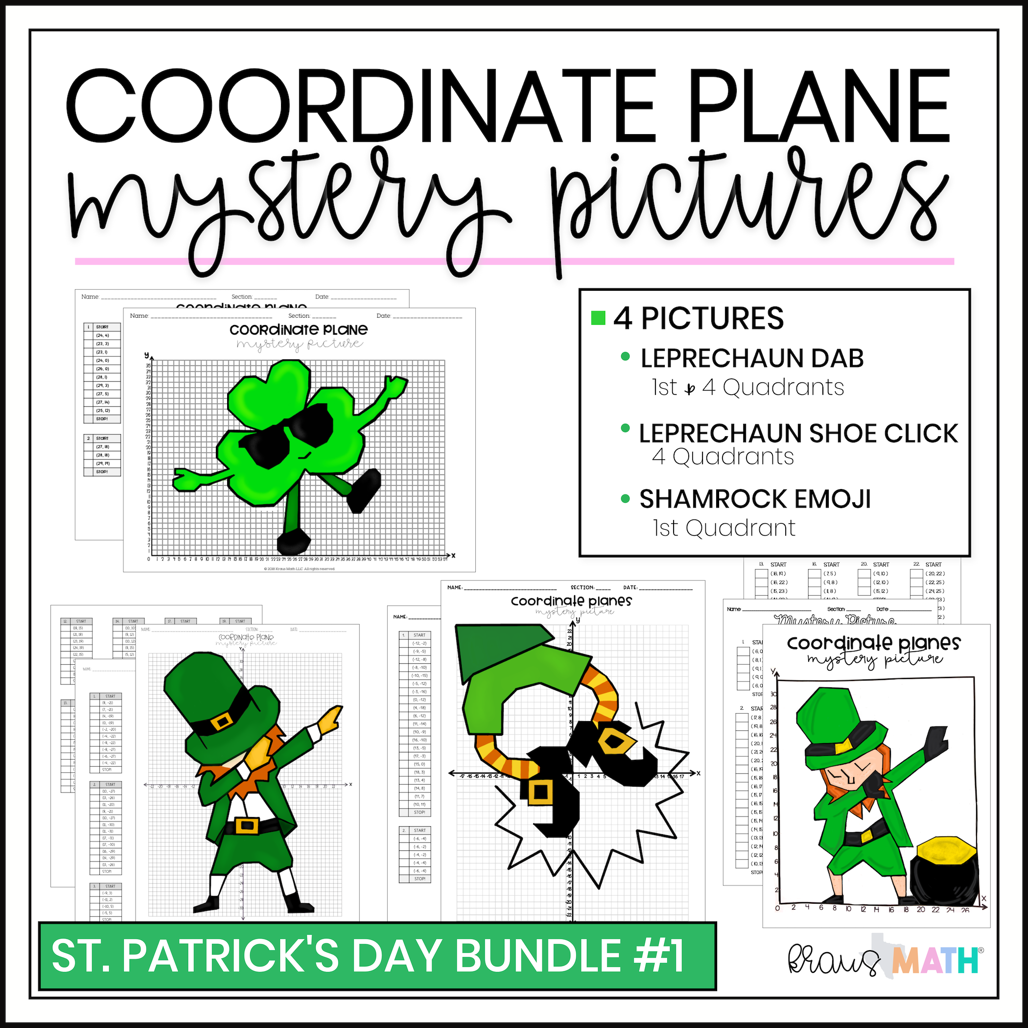 coordinate plane shamrock graph printable